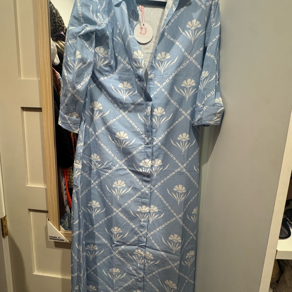 Victoria Dunn Light Blue and White Maxi Dress - Picture 2 of 5